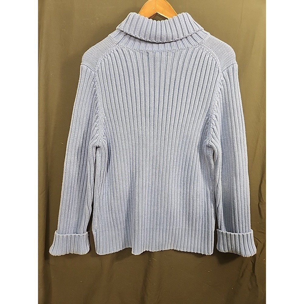 Lands‎ End Chunky Knit Ribbed Snowflake Turtleneck Sweater Women's Large (14-16) - Picture 4 of 6